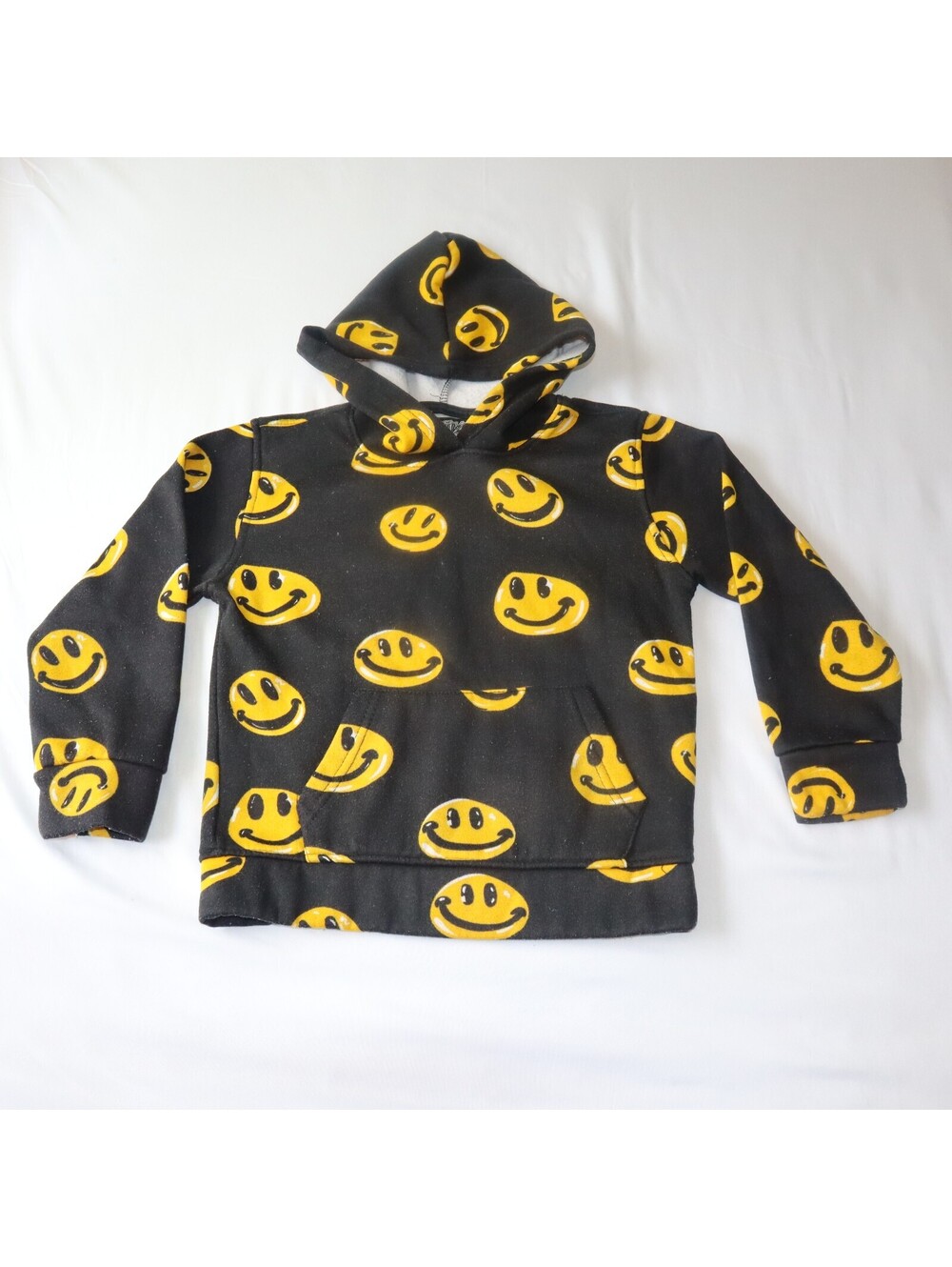 Brooklyn Cloth Boys Hoodie -Smiley Face Print - Size 6 Black Yellow